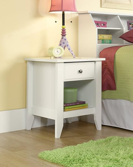 Sauder Shoal Creek Night Stand, Soft White finish - LeafyLoom