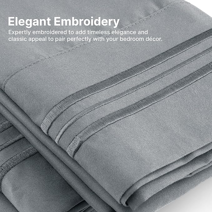 Twin Size 3 Piece Sheet Set - Comfy Breathable & Cooling Sheets - Hotel Luxury Bed Sheets for Women & Men - Deep Pockets, Easy-Fit, Soft & Wrinkle Free Sheets - Steel Blue Oeko-Tex Bed Sheet Set - LeafyLoom