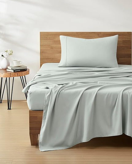 UGG 20931 Alahna Twin XL Bed Sheets and Pillowcases 3-Piece Set Sleep in Luxury Machine Washable Deep Pockets Wrinkle-Resistant Breathable Cozy Comfort Silky Cooling Sheets, Twin XL, Mineral - LeafyLoom
