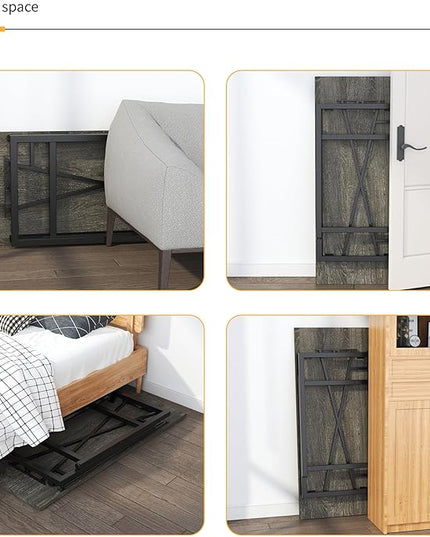 47 inch Folding Desk, Writing Gaming Computer Camping Table, No Assembly Required Home Office Desk, Black Oak - LeafyLoom