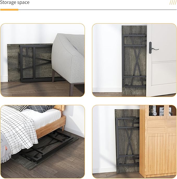 47 inch Folding Desk, Writing Gaming Computer Camping Table, No Assembly Required Home Office Desk, Black Oak - LeafyLoom