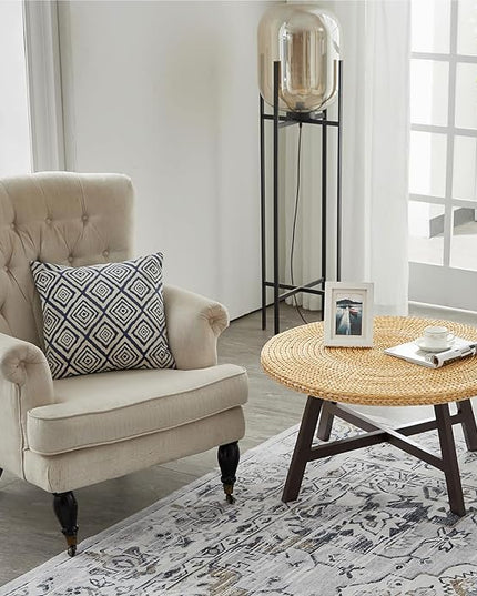 Coffee Table Round, Seagrass Coffee Tables,Pine Wood X Base Frame Cocktail Table, Easy Assembled, Multiple Sizes for Living Room, Solid Wood Table,32 x 17 Inches,Natural - LeafyLoom