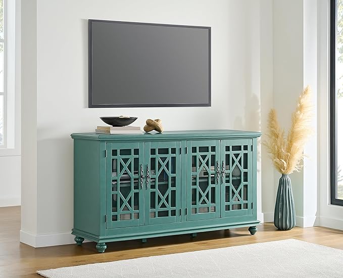 Martin Svensson Home Elegant TV Stand, 63" W x 35" H, Antique Teal - LeafyLoom