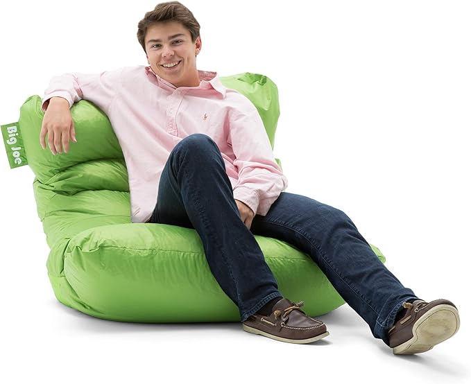 Big Joe Roma Bean Bag Chair, Spicy Lime Smartmax, Durable Polyester Nylon Blend, 3 feet - LeafyLoom