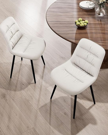 Kidol & Shellder Modern Dining Chairs Set of 2 Kitchen & Dining Room Chairs Upholstered Accent Chair Living Room Chairs Kitchen Chairs Comfy Chair for Bedrooms Waiting Room Home(White) - LeafyLoom