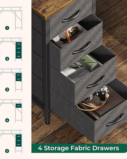 47 inch Computer Desk with 4 Drawers, Gaming Desk with LED Lights & Power Outlets, Home Office Desk with Large Storage Space for Bedroom, Work from Home, Rustic Brown - LeafyLoom