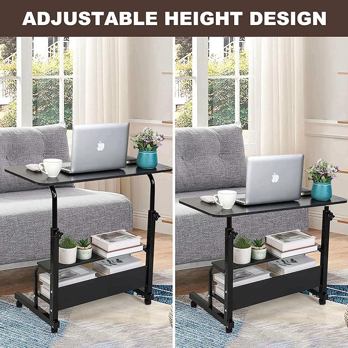 Laptop Desk Removable and Adjustable Height Table for Bedroom Bedside Table Lazy Sofa Table Minimalist Office Desk Home Student Writing Desk Desk, Small Standing Desk with Storage TV Tray Table.Black - LeafyLoom