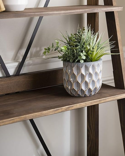 Walker Edison X Back Modern Farmhouse Wood Bookcase Bookshelf Home Office Living Room Storage, 4 Shelves, Brown - LeafyLoom