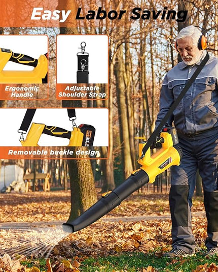 Cordless Leaf Blower, 6 Speed Modes, 150 mph Max Wind Speed, 500 cfm, Digital Display Leaf Blower Cordless with 21V 5.2Ah Battery and Charger for Lawn Care & Garden Maintenance - LeafyLoom