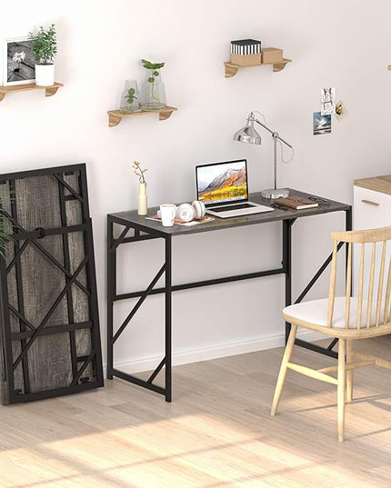 Elephance 40" Folding Computer Desk No Assembly Needed Foldable Small Home Office Desk Study Writing Desk Gaming Table for Small Space - LeafyLoom