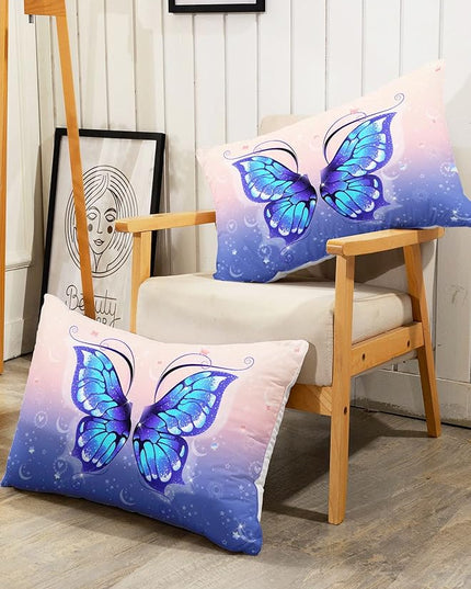 Datura home Bedding Comforter Set Pink Purple Butterfly Printed Pattern Quilt with 1 and 2 Pillowcases for Girls Bedroom All Season(Butterfly Twin) Twin 68x86inches - LeafyLoom