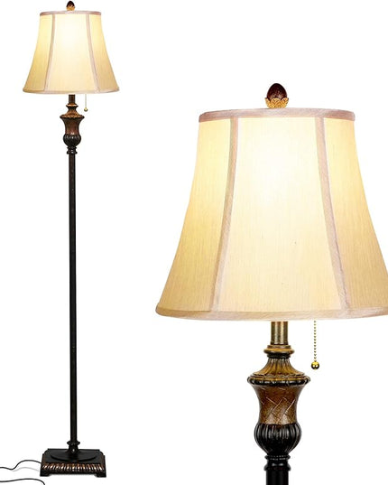 Brightech Sophia LED Floor Lamp, Tall Lamp with Bell Shape Fabric Shade, Mid Century Modern Lamp for Bedroom, Mid-Century Lamp for Living Rooms & Offices, Great Living Room Decor - Bronze - LeafyLoom