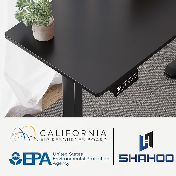 L-Shaped Electric Standing Desk, 63 x 48 Inches Height Adjustable Coner Table, Home Office Computer Workstation, Black, 63 x 48 Inch - LeafyLoom