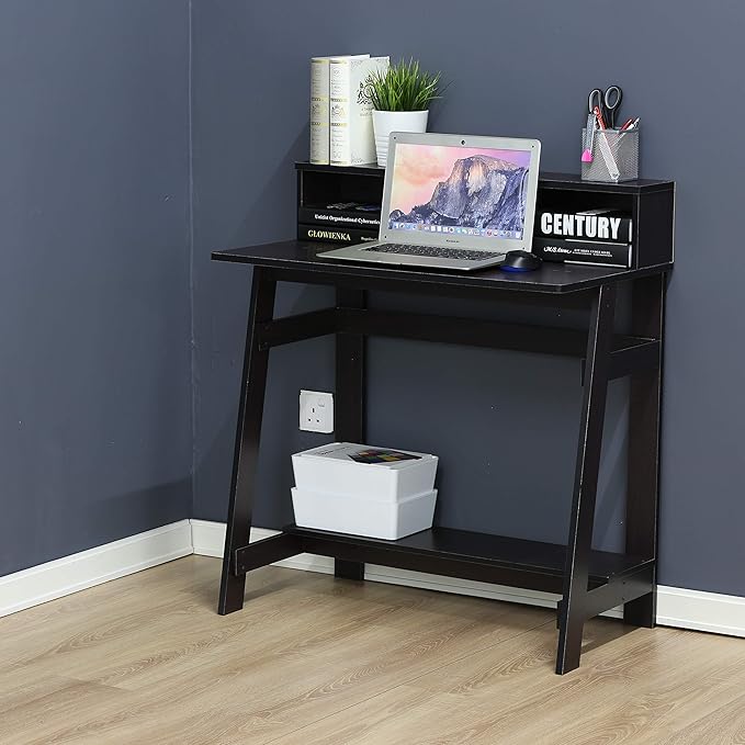 Furinno Simplistic A Frame Computer Desk, Dark Walnut - LeafyLoom