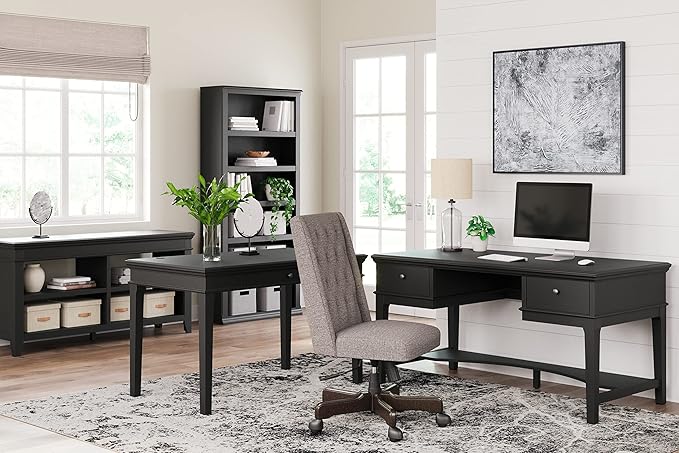 Signature Design by Ashley Beckincreek Classic Home Office Small Leg Desk with 1 Drawer and USB Ports, Black - LeafyLoom