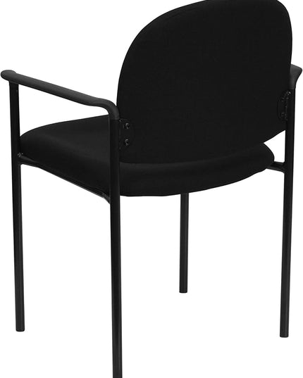 Flash Furniture Tiffany Side Reception Chair with Armrests, Stackable Fabric Waiting Room Chair for Commercial or Residential Use, Black - LeafyLoom