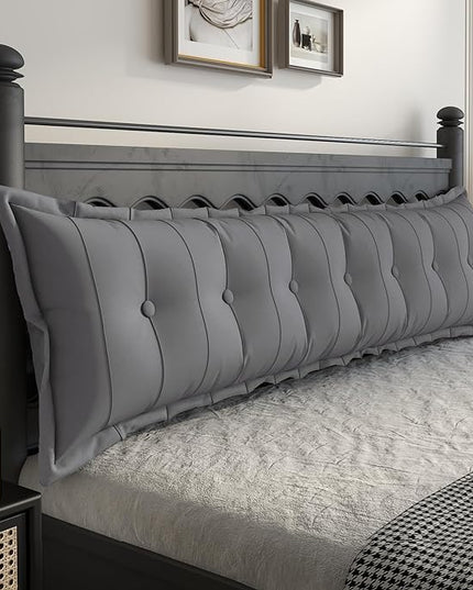 Johnear Large Headboard Pillow Cotton Linen Daybed Cushion Backrest Bolster Pillow Support Positioning Bed Sofa Rest Reading Pillow (Gray, King, 76 X 3 X 20 inches) - LeafyLoom