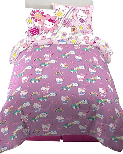 Franco Kids Bedding Super Soft Comforter and Sheet Set with Sham, 5 Piece Twin Size, Hello Kitty - LeafyLoom
