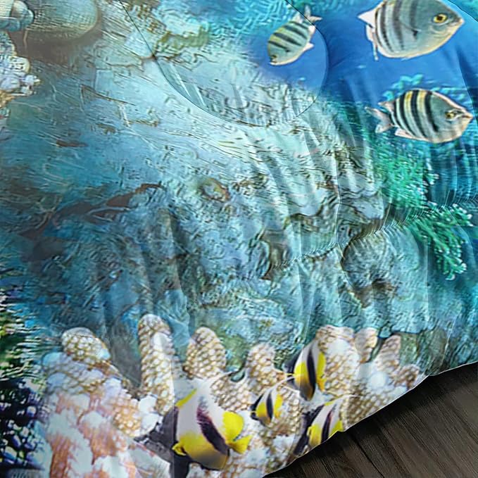 CVHOUSE Sea Turtle Comforter Sets King for Ocean Lovers,Turtle Beach Bedding Sets King Set,Turtle Bedspread,Turtle Duvet,Turtle Bed Set,Turtle Quilt Set 3 Pcs 1 Comforter and 2 Pillowcases - LeafyLoom