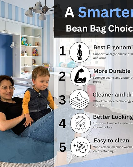 Bean Bag Stuffed Animal Storage Or Cover | No Filler | Extra Large | for Adults Or Kids | Double Stitched | Durable Zipper | Premium Microsuede - LeafyLoom