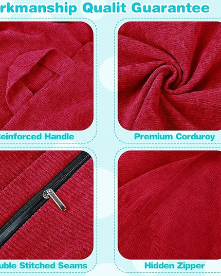 Stuffed Animal Storage Bean Bag Chair Cover (No Filler) for Kids and Adults.Soft Premium Corduroy Stuffable Beanbag for Organizing Children Plush Toys or Memory Foam Small 100L (Red) - LeafyLoom