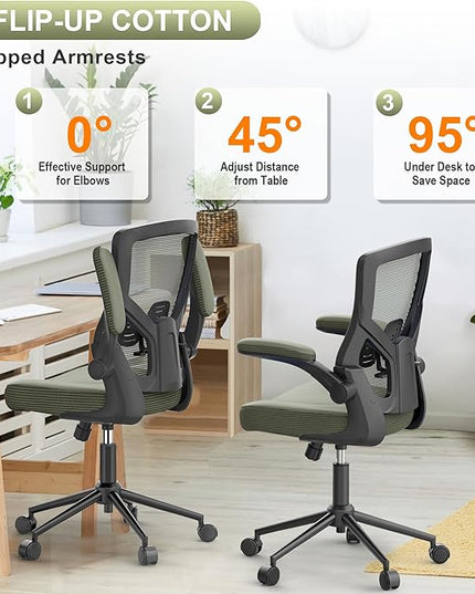 Office Chair, High Back Desk Chair Adjustable Height and Ergonomic Design Home Office Computer Chair Executive Lumbar Support Padded Flip-up Armrest Swivel Task Chair - LeafyLoom