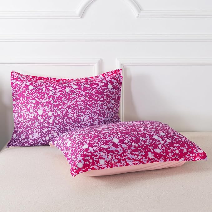 Litanika Galaxy Comforter Queen(90x90lnch), 3 Pieces(1 Purple Glitter Ombre Comforter, 2 Pillowcases), 3D Colorful Rainbow Bedding Set, Microfiber Comforter Set for Kid Boy Girl Teen - LeafyLoom