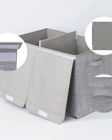 GRANNY SAYS Toy Chest with Lids, Foldable Toy Storage Organizer with Handles, Stuffed Animal Storage for Nursery Room Playroom, Living Room, Large Toy Box for Boys and Girls, Gray - LeafyLoom