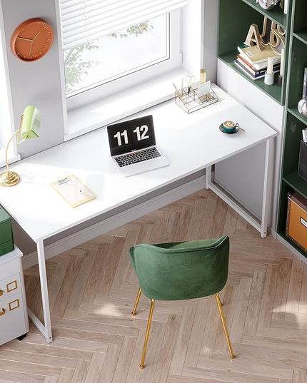 Coleshome Modern Simple High-Level Color Matching Computer Desk,63 Inch Home Office Desk,Makeup Vanity Desk, White - LeafyLoom