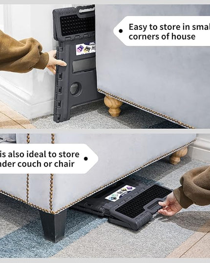 Delxo Folding Step Stool 13 inch Height Heavy Duty Foldable Step Stools for Adults and Kids,Kitchen Small Collapsible Fold Up Stepping Stool 1 Pack in Grey Dotted Texture - LeafyLoom