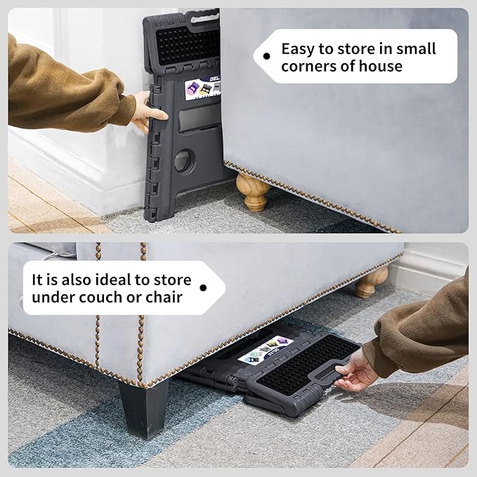 Delxo Folding Step Stool 13 inch Height Heavy Duty Foldable Step Stools for Adults and Kids,Kitchen Small Collapsible Fold Up Stepping Stool 1 Pack in Grey Dotted Texture - LeafyLoom