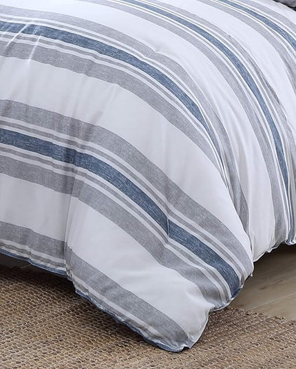 Nautica - Twin Comforter Set, Cotton Bedding for All Seasons, includes Matching Sham, Casual Home Decor, Dorm Room Essentials (Bay Shore Navy, Twin/Twin XL) - LeafyLoom