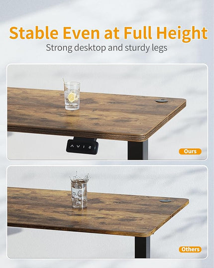 CubiCubi Electric Standing Desk, 48 x 24 Inches Height Adjustable Sit Stand Desk, Ergonomic Home Office Computer Workstation, Rusticbrown - LeafyLoom