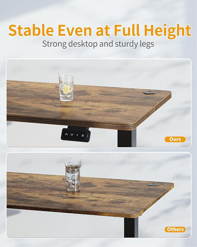 CubiCubi Electric Standing Desk, 48 x 24 Inches Height Adjustable Sit Stand Desk, Ergonomic Home Office Computer Workstation, Rusticbrown - LeafyLoom