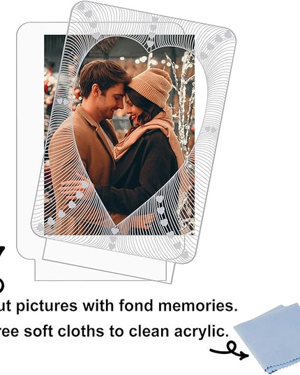 Picture Frame, Valentines Day Gift for Him Her, Attivolife Light up 6-inch Photo Heart Frame with LED Night Light, Home Desk Decor Lamp, Best Present for Couple Lover Wife Husband Anniversary Birthday - LeafyLoom