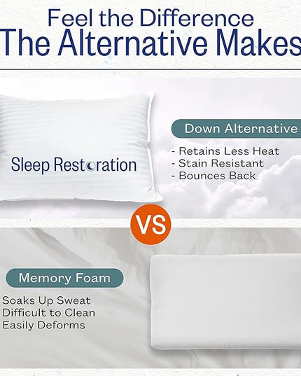 Sleep Restoration Gel Pillow - (2 Pack King) Best Hotel Quality Comfortable and Plush Cooling Gel Fiber Filled Pillow - LeafyLoom