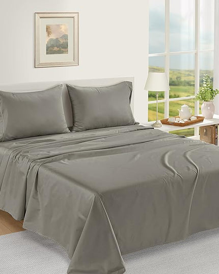 LANE LINEN 100% Egyptian Cotton Twin Sheets Set (3 PC) – 1000 Thread Count – Sateen Weave – Ultra Soft Twin Bed Sheets – Luxury Hotel Bedding – Twin Size Sheets Set with Deep Pockets – Charcoal - LeafyLoom