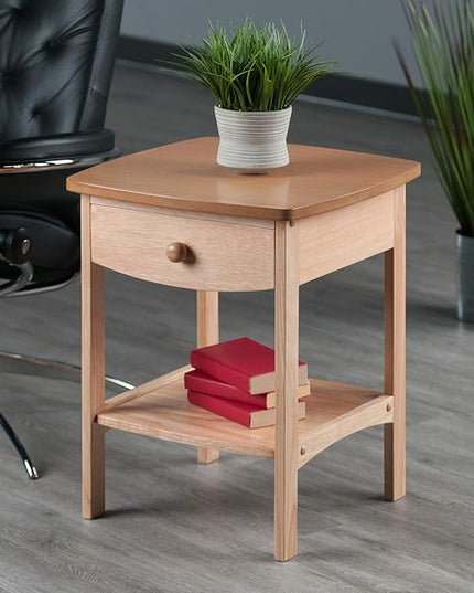 Winsome Basics Solid Wood End Table Nightstand - LeafyLoom