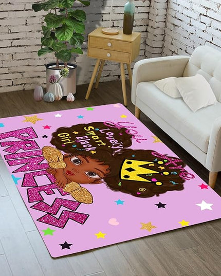 African American Black Girl Rugs for Bedroom African American Rugs for Girls Room Princess Room Decor for Girls Bedroom Decor for Teen Girls Living Room Floor Rugs, Purple, 2'×3' - LeafyLoom