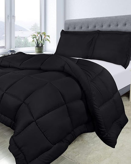 Utopia Bedding King Size Comforter Set with 2 Pillow Shams, Bedding Comforter Sets, Down Alternative Black Comforter, Soft and Comfortable, Machine Washable (Pack of 3) - LeafyLoom