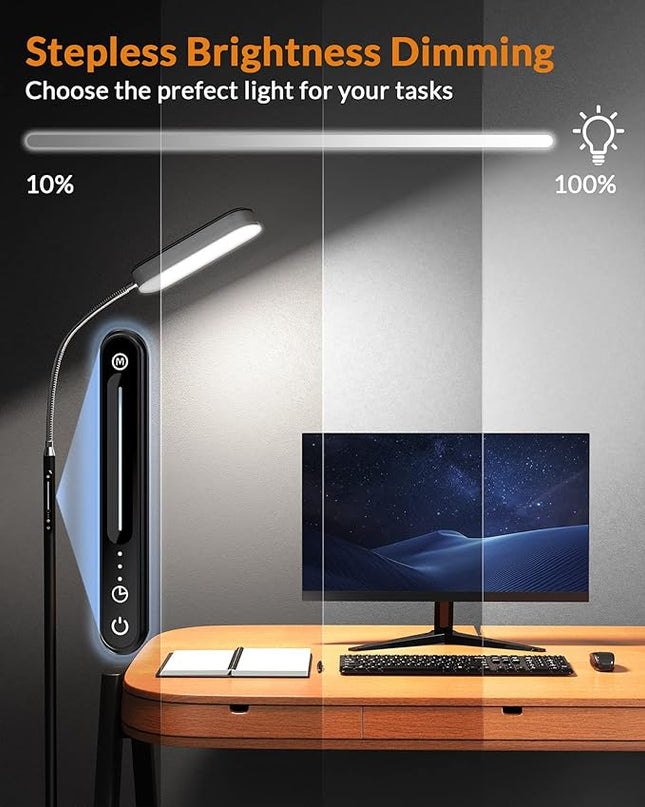 LEPOWER Floor Lamp, Eye-Caring LED Standing Lamp with 5 Color Temperatures, Stepless Dimmer & 3 Timer Function, Bright Adjustable Reading Lamp for Living Room, Office, Bedroom - LeafyLoom