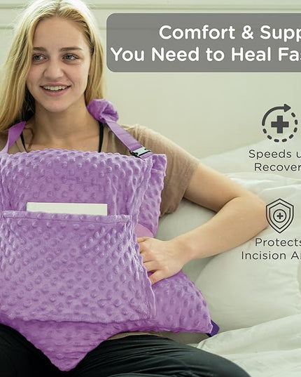 Zomaple Hysterectomy Pillow- Super Comfy Shock Absorbing Hysterectomy Recovery Pillow with 2 Pockets and Gel Pack- Tummy Pillow with Hands Placement Pou - LeafyLoom