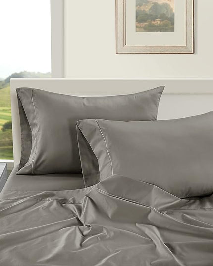 LANE LINEN 100% Egyptian Cotton Bed Sheets - 1000 Thread Count 3-Piece Twin XL Set Long Staple Bedding Sateen Weave Luxury Hotel Fits Upto 16" Mattress Charcoal - LeafyLoom
