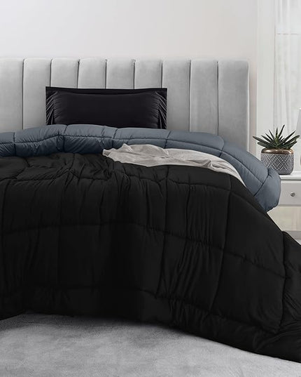 Utopia Bedding Twin Comforter Set Kids with 1 Pillow Sham, Bedding Comforter Sets, Down Alternative Reversible Black/Grey Comforter, Soft and Comfortable, Machine Washable (Pack of 6) - LeafyLoom