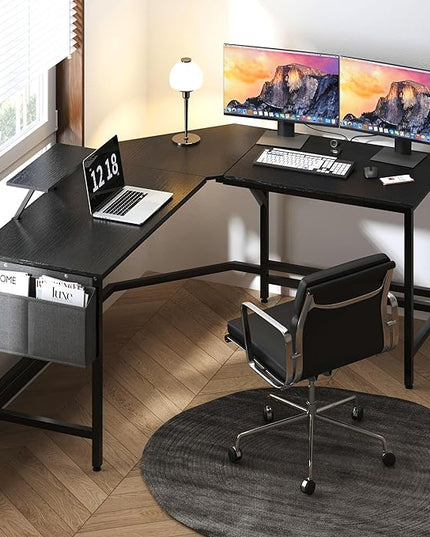 DlandHome L-Shaped Computer Desk 59 inches x 47.2 inches, Composite Wood and Metal, Home Office PC Laptop Study Workstation Corner Table with CPU Stand, CZYF-LD-1 - LeafyLoom
