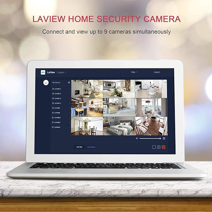LaView Security Cameras 4pcs, Home Security Camera Indoor 1080P, Wi-Fi Cameras Wired for Pet, Motion Detection, Two-Way Audio, Night Vision, Phone App, Works with Alexa, iOS & Android & Web Access LaView