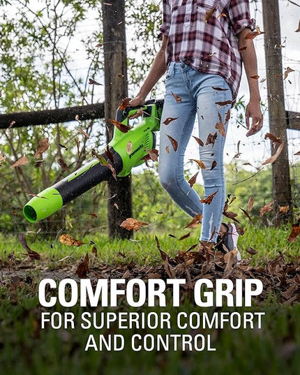 Greenworks 48V (2 x 24V) Cordless Brushless Axial Leaf Blower (140 MPH / 585 CFM / 125+ Compatible Tools), (2) 4.0Ah Batteries and Dual Port Rapid Charger Included - LeafyLoom