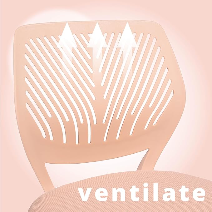 FurnitureR Teens Girls Task Chair 360 Swivel, Low Mid PP Mesh Back Fabric Seat, Height Adjustable, Rolling Castor, W15.7inces x D15.2inces x H29.5-34.2inches (Rose) - LeafyLoom