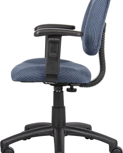 Boss Office Products Perfect Posture Delux Fabric Task Chair with Adjustable Arms in Blue - LeafyLoom