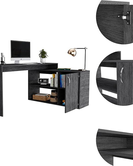 NicBex Kimberly-DW-00042-LWJ Home Office Desks, 45.86"x59.64"x30.11", Gray - LeafyLoom